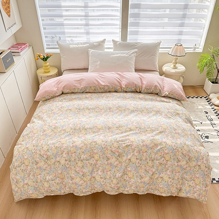 绵庭家纺 2025新款12868全棉套件单品系列二单被套 暖阳绿意