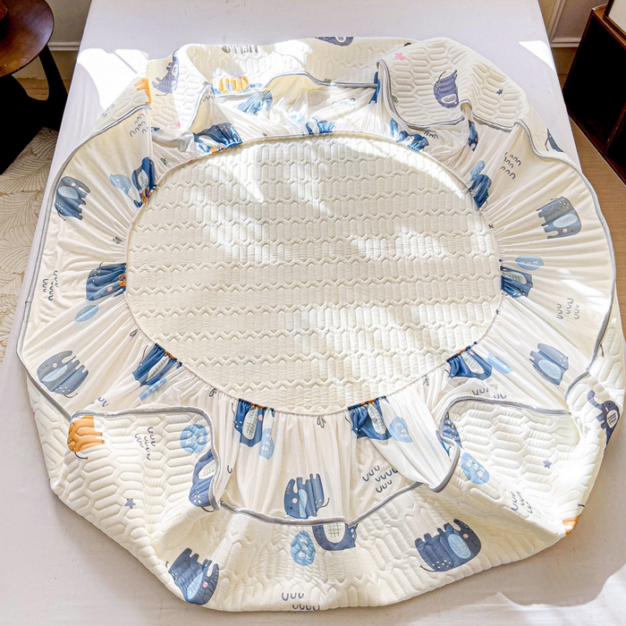 91家纺网 家纺一手货源 找家纺 富馨莱 2025新款A类凉感丝空气纤维凉席床笠款 可爱小像