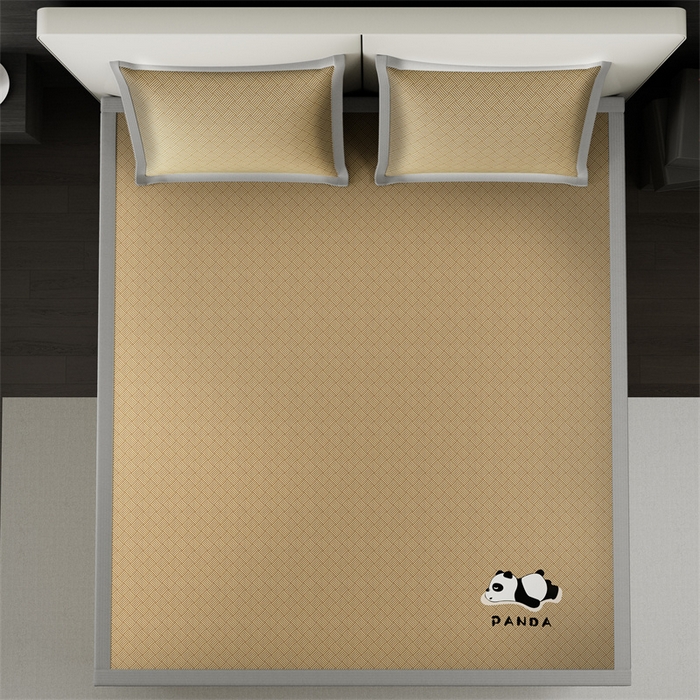 91家纺网 家纺一手货源 找家纺 叠派家纺  2025新款5A抗菌A类冰丝凉席-饼干花熊猫款 熊猫-棕色