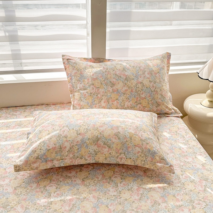 91家纺网 家纺一手货源 找家纺 绵庭家纺 2025新款12868全棉套件单品系列二单枕套 暖阳绿意