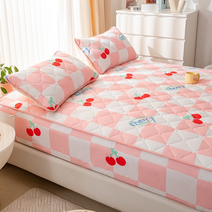 91家纺网 家纺一手货源 找家纺 云玲时尚 2025新款三防磨毛防水夹棉单人枕套 樱桃格