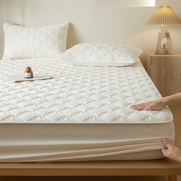 91家纺网 家纺一手货源 找家纺 雪云美2025新款全棉夹棉床笠13372斜纹A类纯棉床罩可定制尺寸-风车款 风车-富贵白