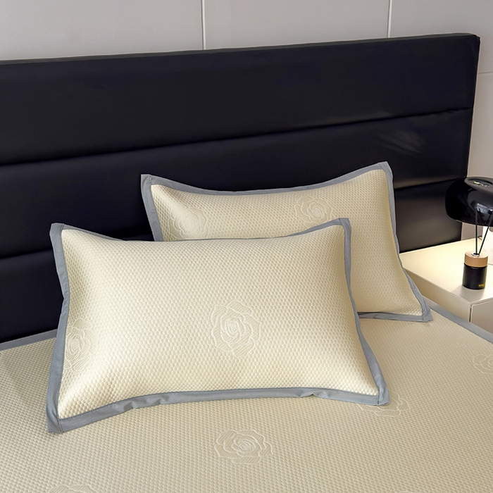 91家纺网 家纺一手货源 找家纺 欧邦 2025新款A类3D立体提花冰豆豆凉席 冰豆豆-柠檬黄