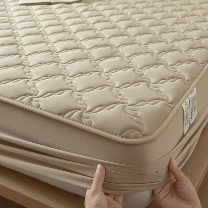 91家纺网 家纺一手货源 找家纺 雪云美2025新款全棉夹棉床笠13372斜纹A类纯棉床罩可定制尺寸-风车款 风车-健康驼