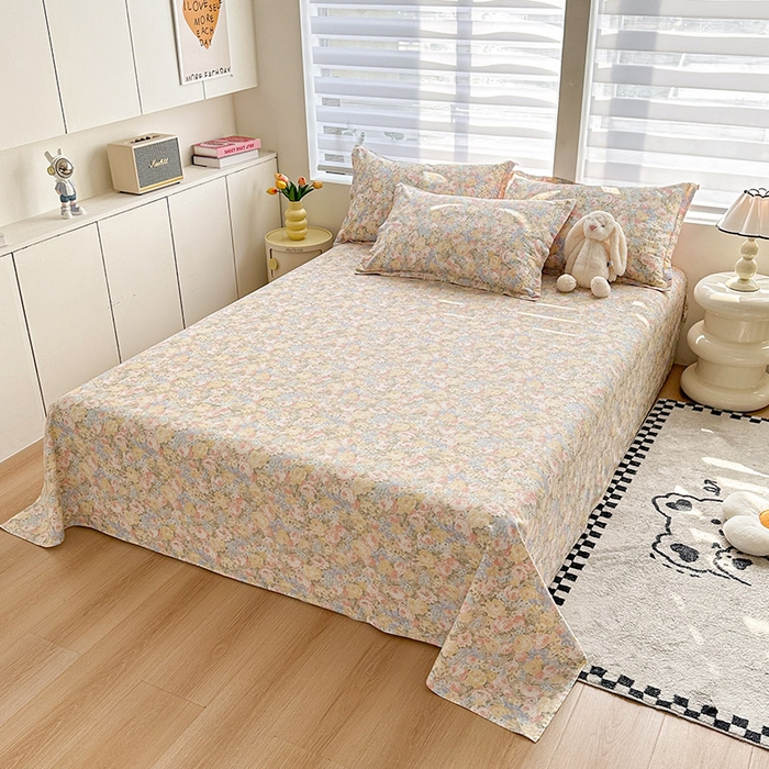 91家纺网 家纺一手货源 找家纺 绵庭家纺 2025新款12868全棉套件单品系列二单床单 暖阳绿意