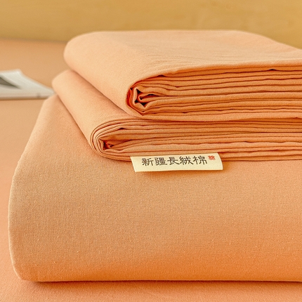 晓时候 2025新款100%全棉色织水洗棉床单全棉床单纯棉床单 果橙