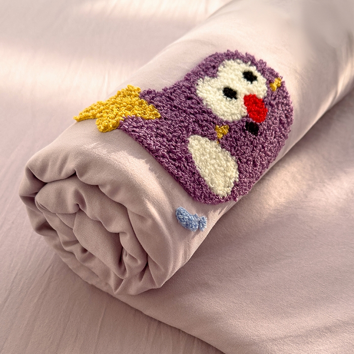 91家纺网 家纺一手货源 找家纺 曼谷家纺 2025新款软糯毛巾绣水洗棉床单床笠枕套纯色床单床笠枕套单品 茄子-紫色