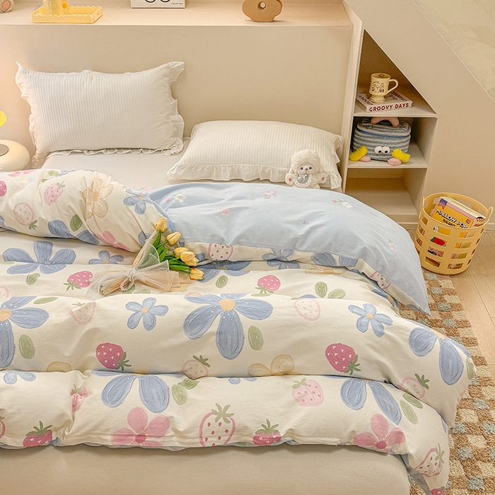 91家纺网 家纺一手货源 找家纺 绵庭家纺 2025新款12868全棉套件单品系列二单被套 伊恋花韵