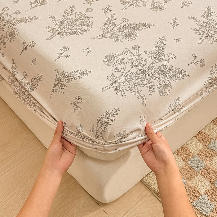 91家纺网 家纺一手货源 找家纺 2025新款12868全棉套件单品系列二单床笠 苏夏觅影