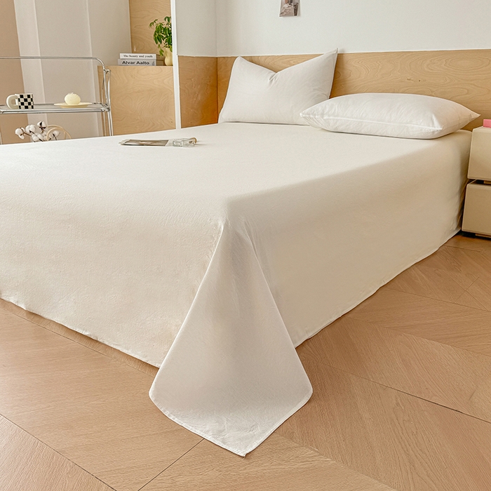 91家纺网 家纺一手货源 找家纺 晓时候 2025新款100%全棉色织水洗棉床单全棉床单纯棉床单 本白