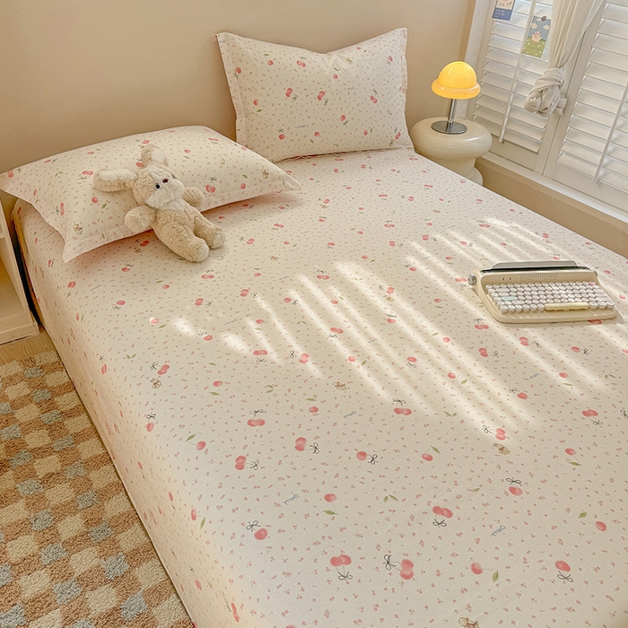 91家纺网 家纺一手货源 找家纺 绵庭家纺 2025新款12868全棉套件单品系列二单床单 樱桃甜宠