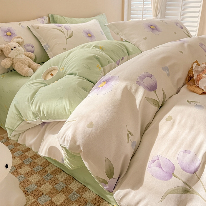 91家纺网 家纺一手货源 找家纺 绵庭家纺 2025新款12868全棉套件单品系列二四件套 奇异花朵