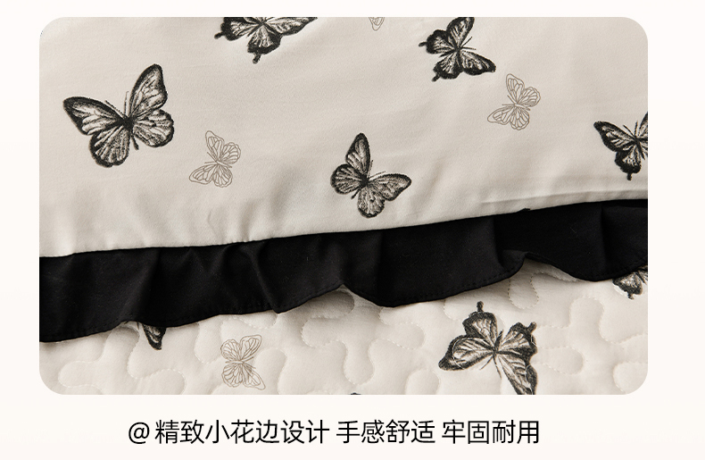 91家纺网 家纺一手货源 找家纺 （总）赛丽雅 2025直播爆款赫本风软糯水洗棉印花花边床盖床裙三件套四件套