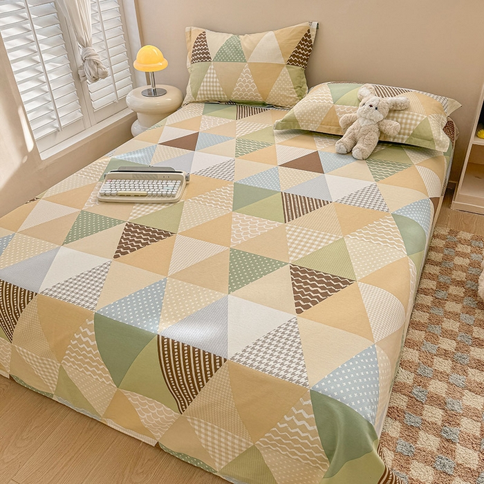 91家纺网 家纺一手货源 找家纺 绵庭家纺 2025新款12868全棉套件单品系列二单床单 云峰-绿