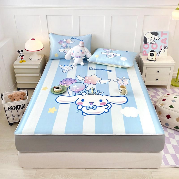 91家纺网 家纺一手货源 找家纺 米帛家纺 2025新款大版三丽鸥碳光冰丝软凉席绑带款 气球玉桂狗