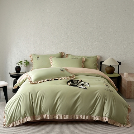 91家纺网 家纺一手货源 找家纺 （总）汣沐生活 2025新款亲肤绣花花边四件套