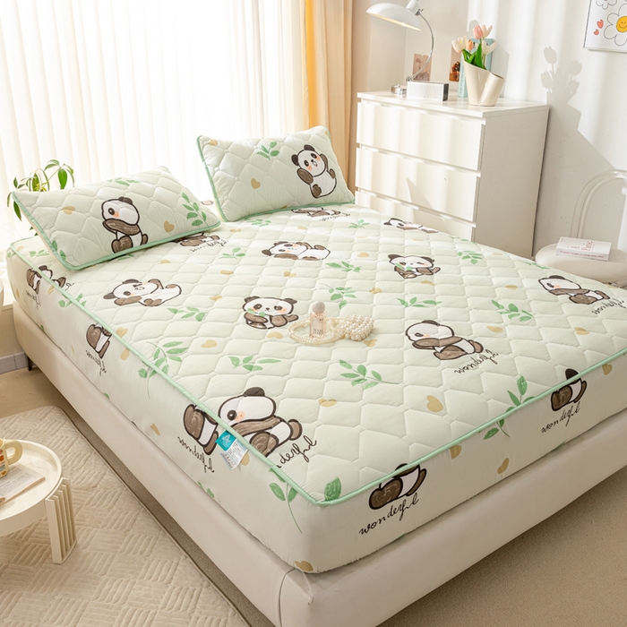 91家纺网 家纺一手货源 找家纺 云玲时尚 2025新款三防磨毛防水夹棉单人枕套 幸福熊猫