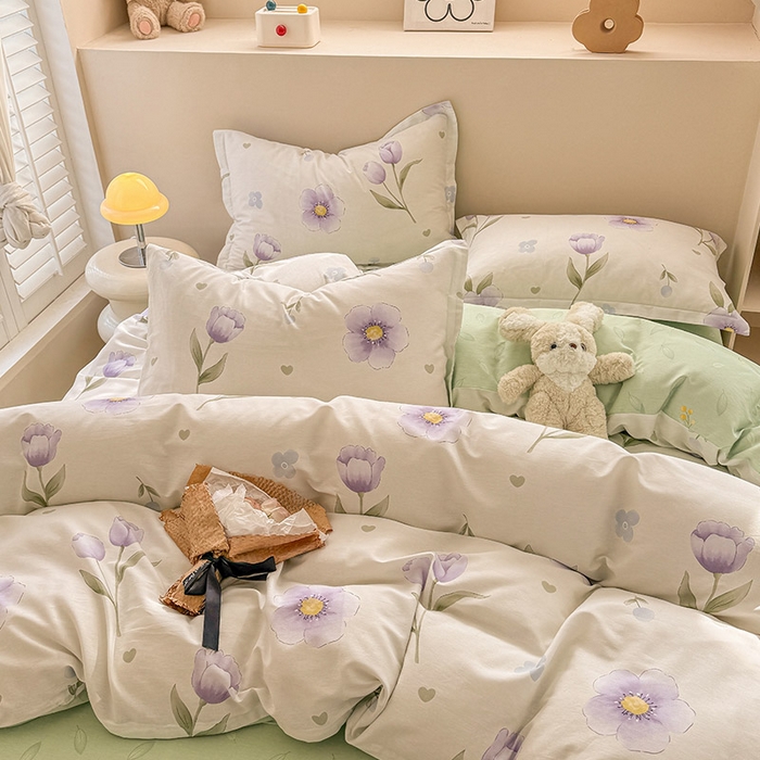 91家纺网 家纺一手货源 找家纺 绵庭家纺 2025新款12868全棉套件单品系列二四件套 奇异花朵