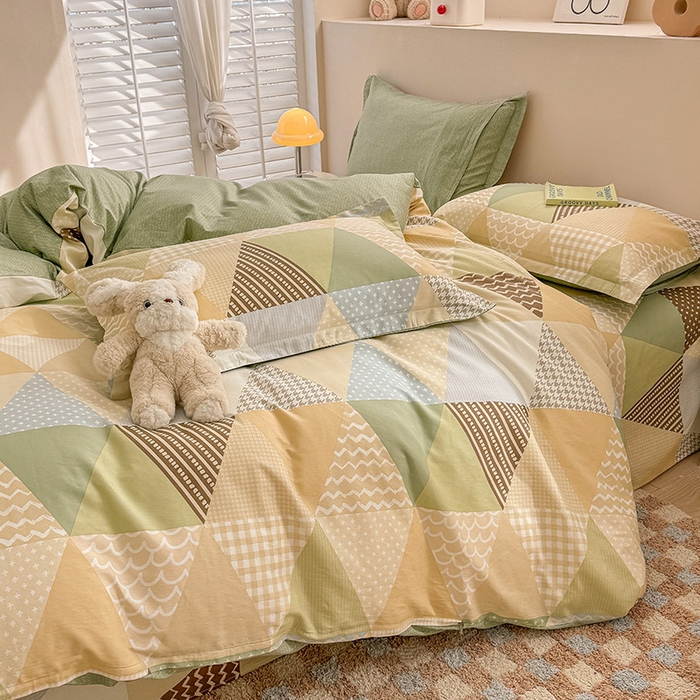 91家纺网 家纺一手货源 找家纺 绵庭家纺 2025新款12868全棉套件单品系列二四件套 云峰-绿