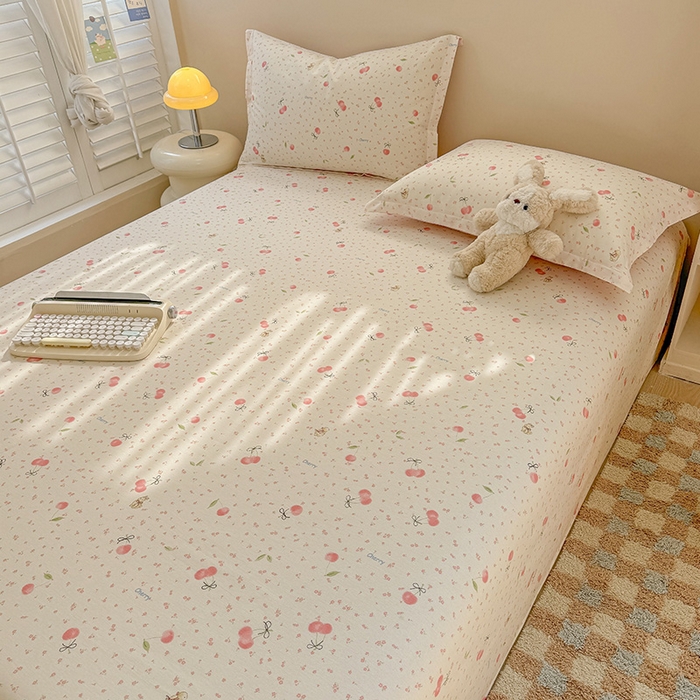 91家纺网 家纺一手货源 找家纺 绵庭家纺 2025新款12868全棉套件单品系列二单床单 樱桃甜宠