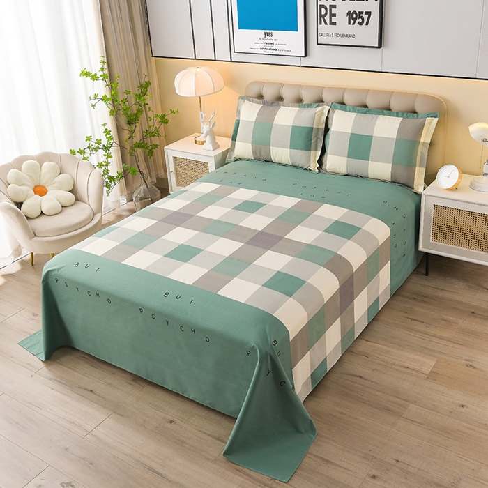 91家纺网 家纺一手货源 找家纺 润淳家居 2025新款老粗布三件套及单品 淡香格调 绿