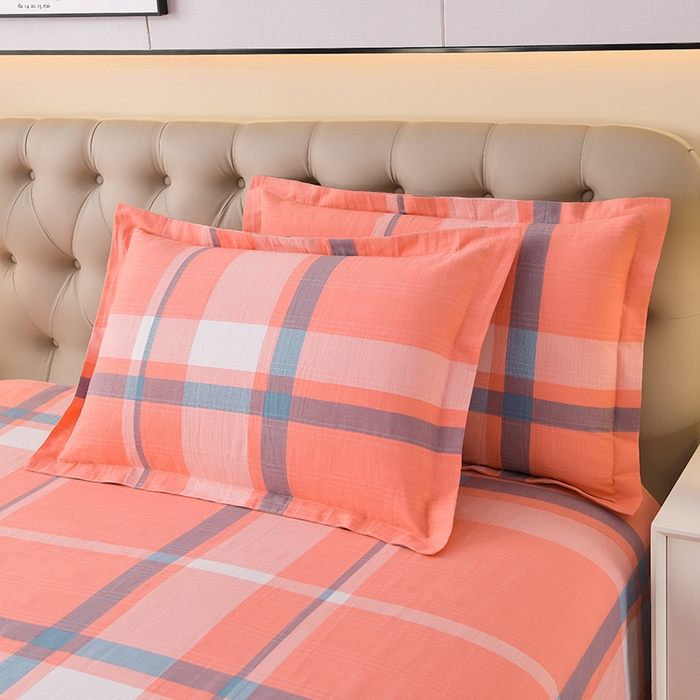 91家纺网 家纺一手货源 找家纺 润淳家居 2025新款老粗布三件套及单品 清意格 桔