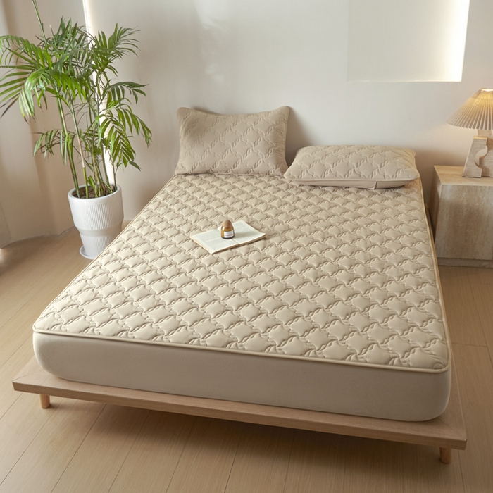 91家纺网 家纺一手货源 找家纺 雪云美2025新款全棉夹棉床笠13372斜纹A类纯棉床罩可定制尺寸-风车款 风车-健康驼