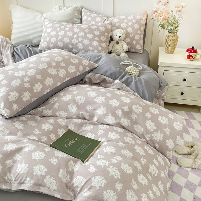 91家纺网 家纺一手货源 找家纺 汣沐生活 2025新款针织棉印花款四件套 时宜-灰