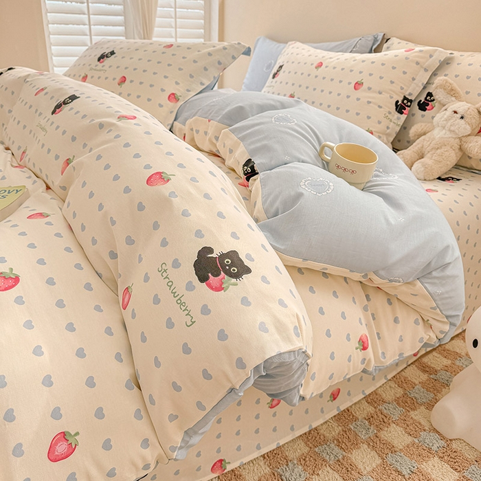 91家纺网 家纺一手货源 找家纺 绵庭家纺 2025新款12868全棉套件单品系列二四件套 甜心蜜趣