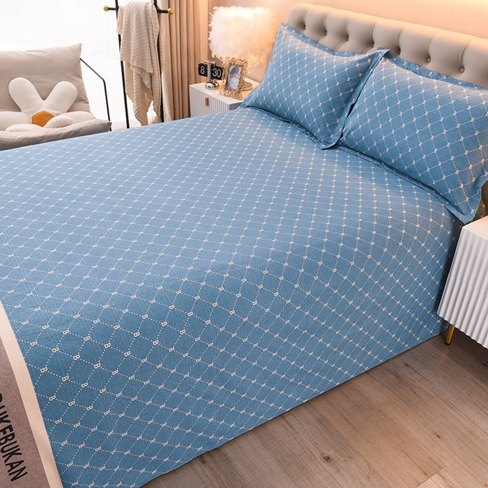 91家纺网 家纺一手货源 找家纺 润淳家居 2025新款老粗布三件套及单品 罗曼蒂克 蓝