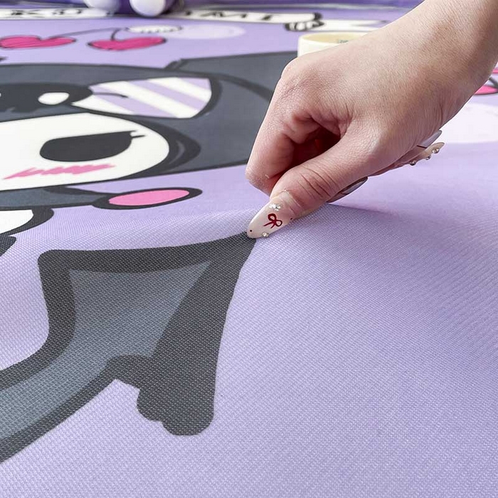 91家纺网 家纺一手货源 找家纺 米帛家纺 2025新款大版三丽鸥碳光冰丝软凉席床笠款 圆点酷洛米