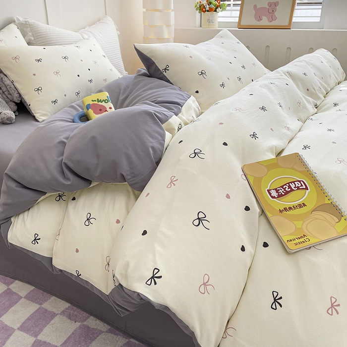 91家纺网 家纺一手货源 找家纺 汣沐生活 2025新款针织棉印花款四件套 小美满