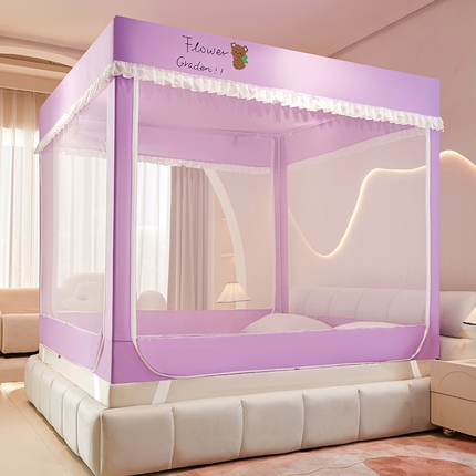 91家纺网 家纺一手货源 找家纺 锦逸家居 2025新款坐床式防摔遮光蚊帐 百年好合-不遮光