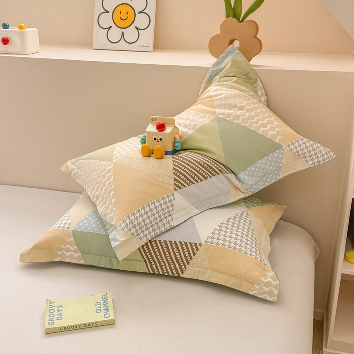 91家纺网 家纺一手货源 找家纺 绵庭家纺 2025新款12868全棉套件单品系列二单枕套 云峰-绿