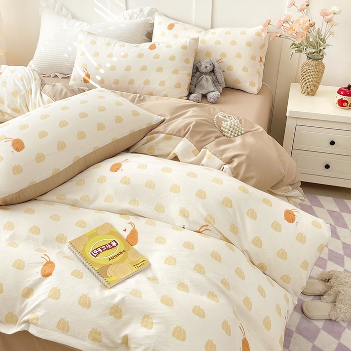 91家纺网 家纺一手货源 找家纺 汣沐生活 2025新款针织棉印花款四件套 小圆满