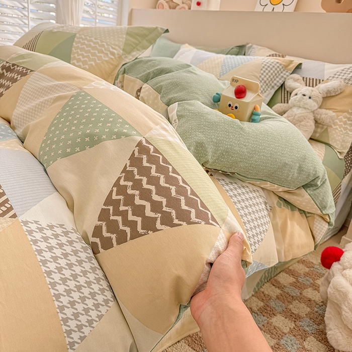 91家纺网 家纺一手货源 找家纺 绵庭家纺 2025新款12868全棉套件单品系列二四件套 云峰-绿