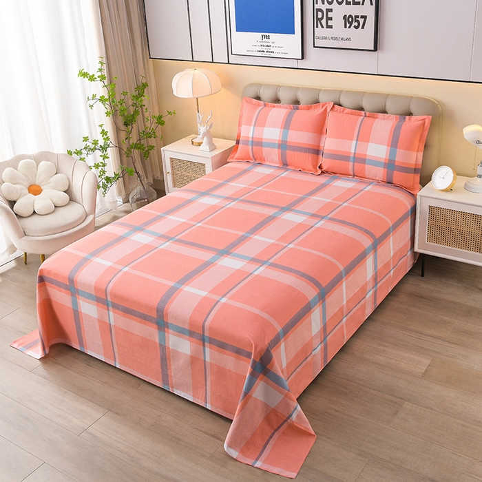 91家纺网 家纺一手货源 找家纺 润淳家居 2025新款老粗布三件套及单品 清意格 桔