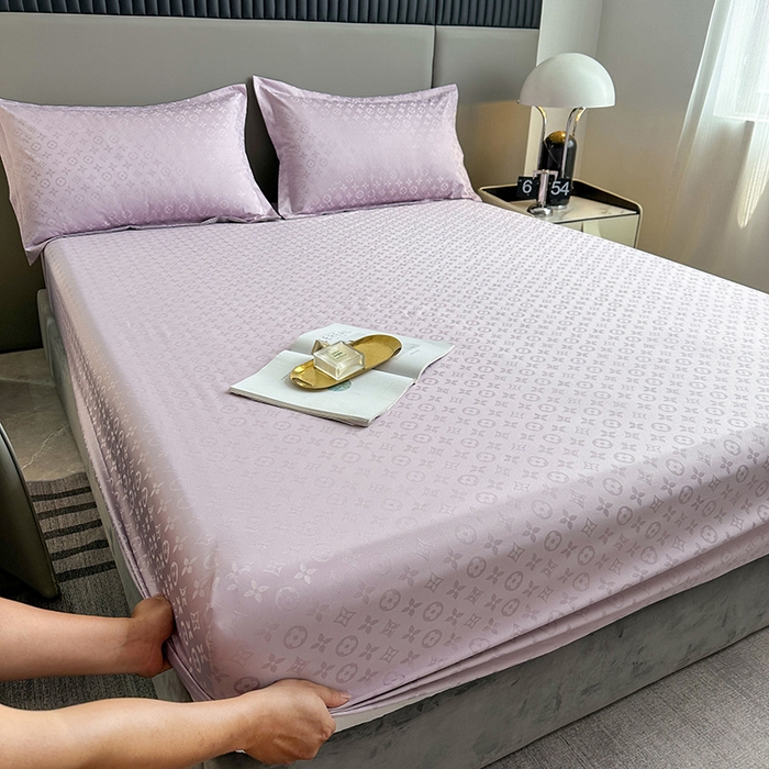 91家纺网 家纺一手货源 找家纺 云玲时尚 2025新款60S提花面料床笠防水隔尿床笠 烟灰紫