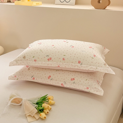 绵庭家纺 2025新款12868全棉套件单品系列二单枕套 樱桃甜宠