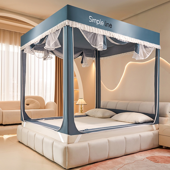 91家纺网 家纺一手货源 找家纺 锦逸家居 2025新款坐床式防摔遮光蚊帐 巴塞罗纳-遮光