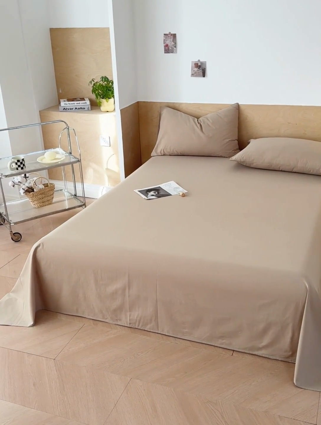 91家纺网 家纺一手货源 找家纺 晓时候 2025新款100%全棉色织水洗棉床单全棉床单纯棉床单 卡其