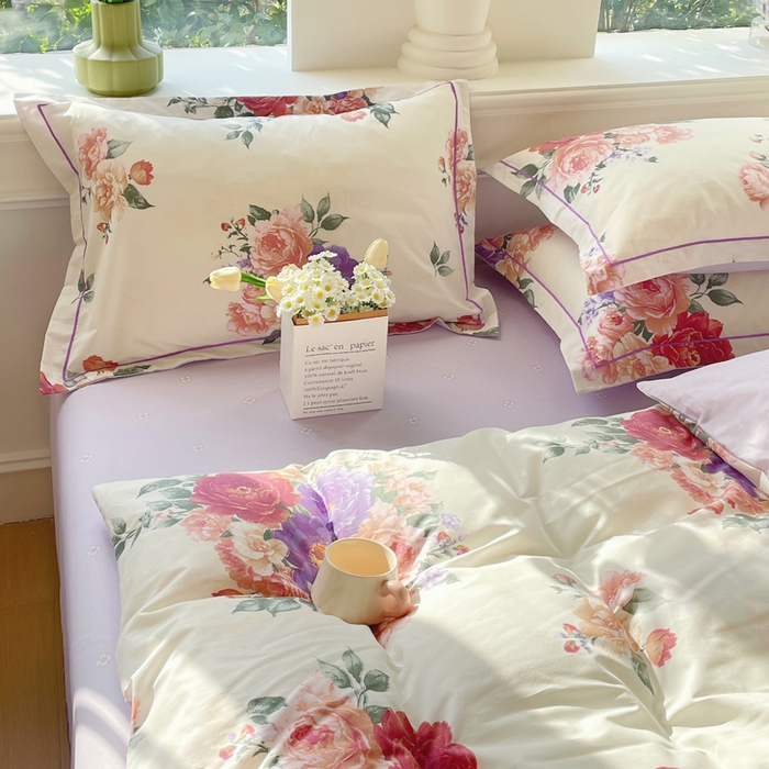 91家纺网 家纺一手货源 找家纺 铭博家纺 新款直播爆款网红全棉四件套13070印花吊边一字绣纯棉被套工艺款 宁洛薇1