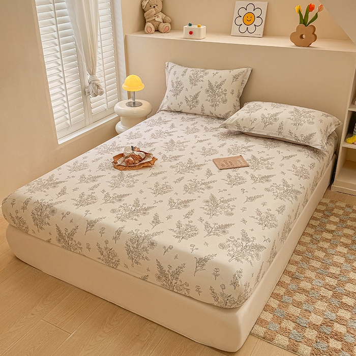 91家纺网 家纺一手货源 找家纺 2025新款12868全棉套件单品系列二单床笠 苏夏觅影