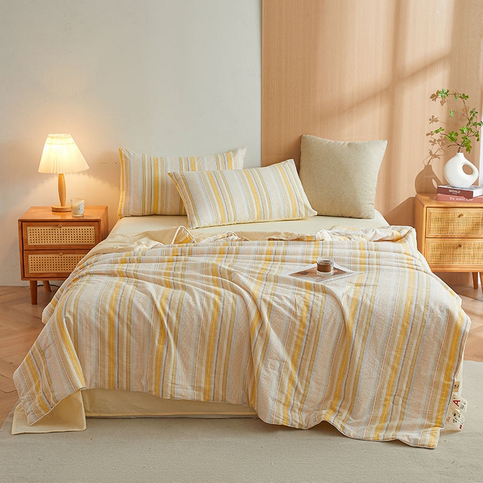 91家纺网 家纺一手货源 找家纺 金喜2025 全棉夏被四件套新疆棉花被全棉床单床笠春秋被-棉花被四件套系列 西蒙黄