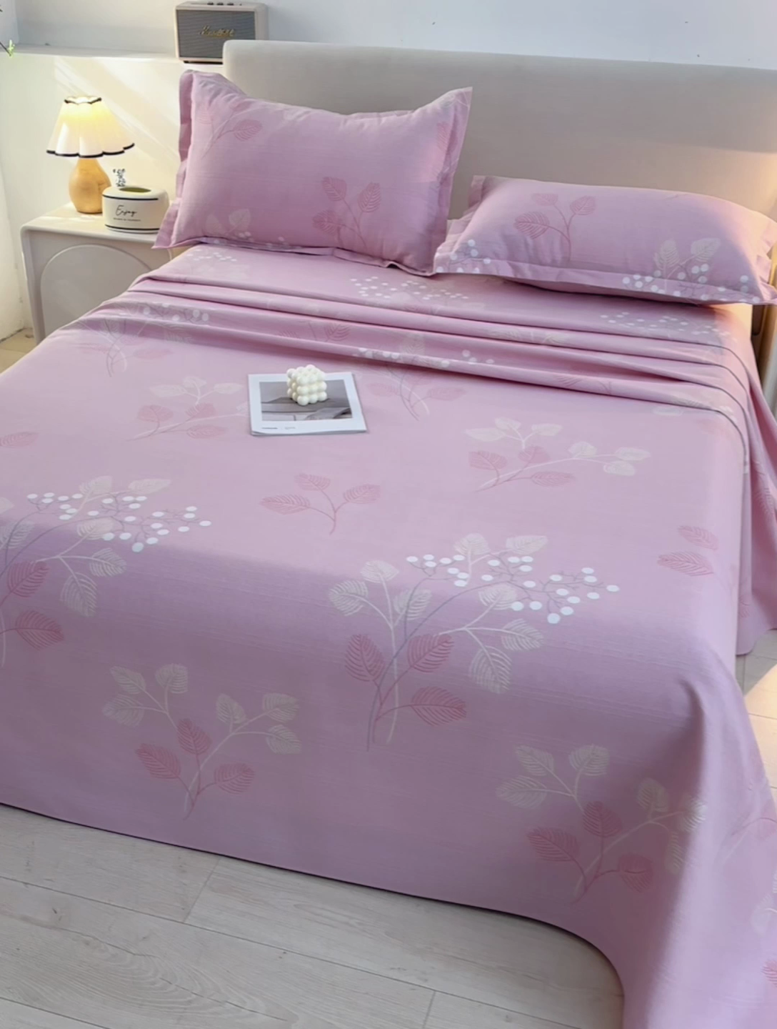 91家纺网 家纺一手货源 找家纺 润淳家居 2025新款老粗布三件套及单品 树影爱恋 粉