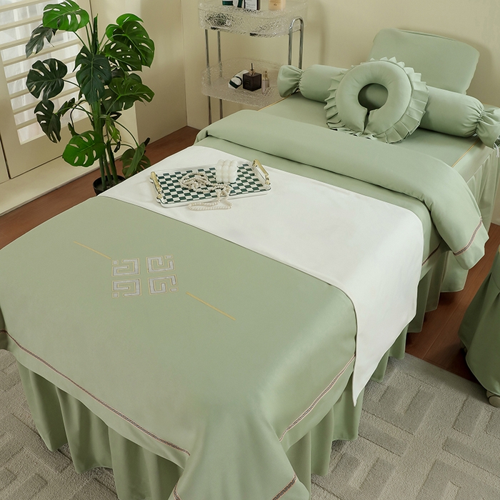 91家纺网 家纺一手货源 找家纺 千姿坊 2025新款床罩四件套-倾城 倾城-浅绿