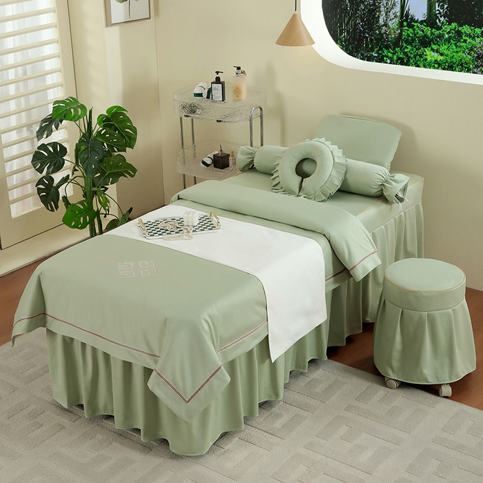 91家纺网 家纺一手货源 找家纺 千姿坊 2025新款床罩四件套-倾城 倾城-浅绿