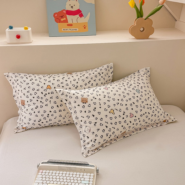 91家纺网 家纺一手货源 找家纺 绵庭家纺 2025新款12868全棉套件单品系列二四件套 豹纹小熊