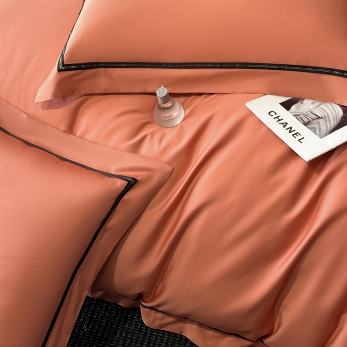 91家纺网 家纺一手货源 找家纺 （总）魅都 2025新款100s长绒棉简约织带轻奢风四件套-罗伊