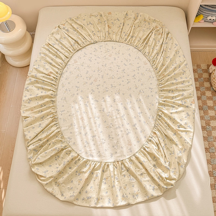 91家纺网 家纺一手货源 找家纺 2025新款12868全棉套件单品系列二单床笠 雅园漫游-蓝